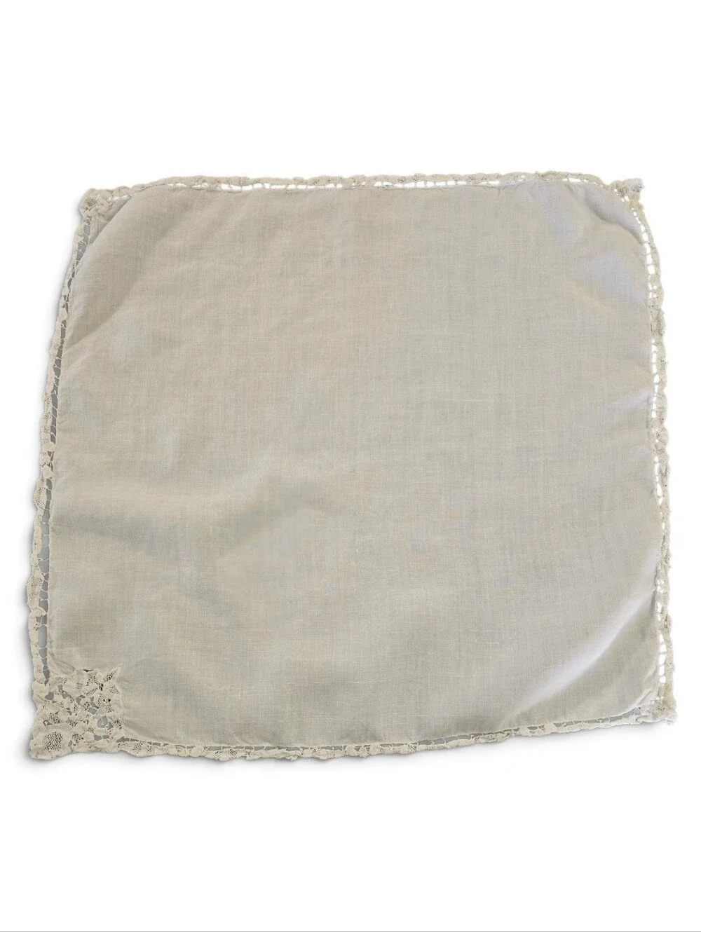 Classic White Lace-Trim Cloth Napkins - Set of 4
